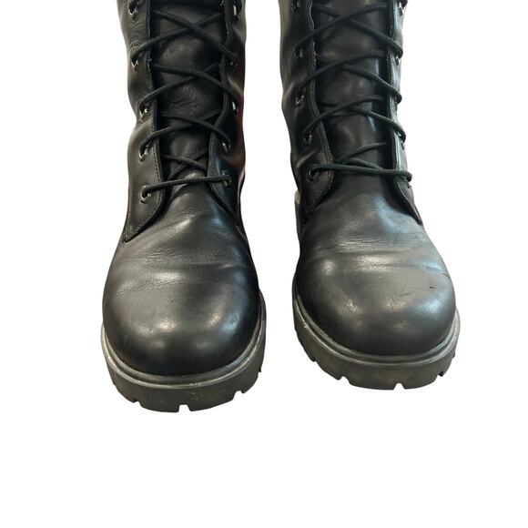 Timberland Women’s Knee Lace Up Black Combat Leather Boots Size 8 - Picture 3 of 10